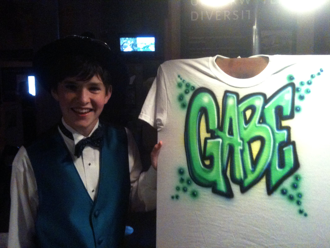Young man with airbrushed tee